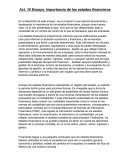 Ensayo. Importancia de los estados financieros