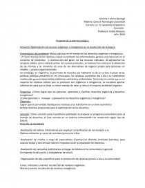 Proyecto: Optimización de recursos orgánicos e inorgánicos en la recolección de la basura. Página 1