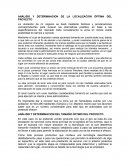 ANÁLISIS Y DETERMINACION DE LA LOCALIZACION ÓPTIMA DEL PROYECTO