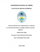 Efecto de la Educación en el Capital Humano y su influencia en el Crecimiento Económico en la Región Tumbes en el periodo 2009-2019
