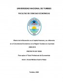 Efecto de la Educación en el Capital Humano y su influencia en el Crecimiento Económico en la Región Tumbes en el periodo 2009-2019