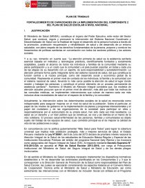 FORTALECIMIENTO DE CAPACIDADES EN LA IMPLEMENTACION DEL COMPONENTE 2 DEL PLAN DE SALUD ESCOLAR A NIVEL NACIONAL. Página 1