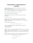Factorización o descomponer en Factores