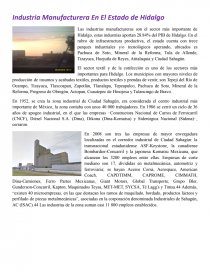 Industria Manufacturera En El Estado de Hidalgo. Página 1