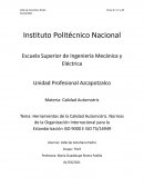 Herramientas de la Calidad Automotriz. Normas de la Organización Internacional para la Estandarización ISO 9000 E ISO TS/16949