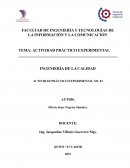 INGENIERÍA DE LA CALIDAD ACTIVIDAD PRÁCTICO EXPERIMENTAL NO. 01