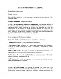 INFORME PSICOTÉCNICO LABORAL. Página 1