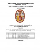 Formulación de proyectos metalúrgicos taller 1