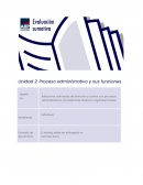 Unidad 2: Proceso administrativo y sus funciones