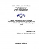 Mejoras en la gestión de los procedimientos administrativos del departamento de recursos humanos en la superintendencia Municipal antidroga Municipios Sotillo