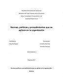 Normas, políticas y procedimientos que se aplican en la organización