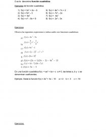 FUNCION CUADRÁTICA. Página 1