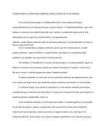 CONOCERNOS A NOSOTROS MISMOS, PARA CONOCER A LOS DEMAS. Página 1