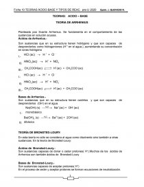 TEORÍAS ÁCIDO BASE - TIPOS DE REACCIONES. Página 1