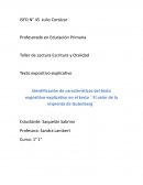 Identificación de características del texto expositivo-explicativo en el texto ´´El valor de la imprenta de Gutenberg´´