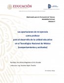 Las aportaciones de mi ejercicio como profesor para el desarrollo de la calidad educativa