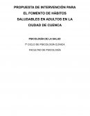 Fomento de hábitos saludables: Propuesta de intervención