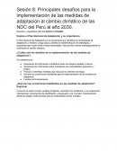 Principales desafíos para la implementación de las medidas de adaptación al cambio climático de las NDC del Perú al año 2030