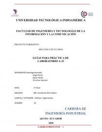 PROYECTO FORMATIVO: MECÁNICA DE FLUIDOS GUÍAS PARA PRÁCTICA DE LABORATORIO A-21. Página 1