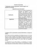 Actividad de Aprendizaje. Etapas del proceso administrativo