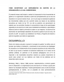 CÓMO INCORPORAR LAS HERRAMIENTAS DE GESTIÓN EN LA ORGANIZACIÓN A LA CUAL CORRESPONDO