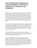 Una doctrina de Friedman: la responsabilidad social de las empresas es aumentar sus beneficios