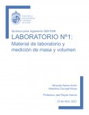 Material de laboratorio y medición de masa y volumen