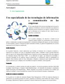 Uso especializado de las tecnologías de información y comunicación en las empresas