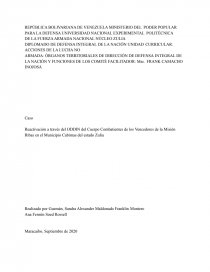 Reactivación a través del ODDIN del Cuerpo Combatientes de los Vencedores de la Misión Ribas en el Municipio Cabimas del estado Zulia. Página 1