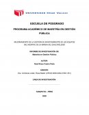 MEJORAMIENTO DE LA GESTION DE MANTENIMIENTO DE LOS EQUIPOS DEL HOSPITAL DE LA BANDA DEL CHILCAYO,2020