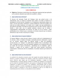 LIDERAZGO ORGANIZACIONAL. LOS CORISTAS. Página 1