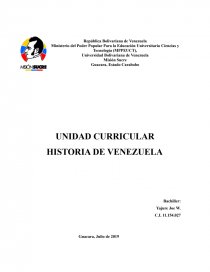 UNIDAD CURRICULAR. HISTORIA DE VENEZUELA. Página 1