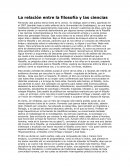 La relacion entre la filosofia y las ciencias