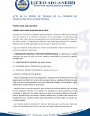 Acta de la sesión de trabajo de la comisión de vinculación con la colectividad