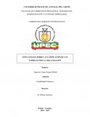 ENSAYO SOBRE LA CLASIFICACIÓN DE LAS EMPRESAS POR LA ORGANIZACIÓN SOCIEDADES ANONIMAS