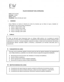 Taller de Microsoft Excel Empresarial. Página 1