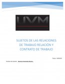 SUJETOS DE LAS RELACIONES DE TRABAJO RELACIÓN Y CONTRATO DE TRABAJO