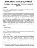 Informe sobre los efectos de los suplementos nutricionales e intervenciones dietéticos sobre la mortalidad y los resultados cardiovasculares en adultos.
