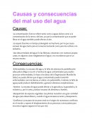 Causas y consecuencias del mal uso del agua