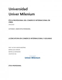 ÉTICA PROFESIONAL DEL COMERCIO INTERNACIONAL EN LÍNEA. Página 1