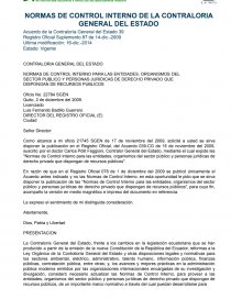NORMAS DE CONTROL INTERNO PARA LAS ENTIDADES, ORGANISMOS DEL SECTOR PUBLICO Y PERSONAS JURIDICAS DE DERECHO PRIVADO QUE DISPONGAN DE RECURSOS PUBLICOS. Página 1