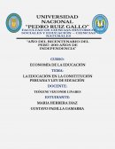 LA EDUCACIÓN EN LA CONSTITUCIÓN PERUANA Y LEY DE EDUACIÓN