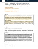 Fuentes y recursos de información tradicionales y digitales: propuestas de clasificación internacional