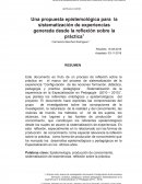 Una propuesta epistemológica para la sistematización de experiencias generada desde la reflexión sobre la práctica
