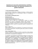 Importancia de las teorías administrativas científicas, funcional, burocrática y de relaciones humanas en la gestión empresarial