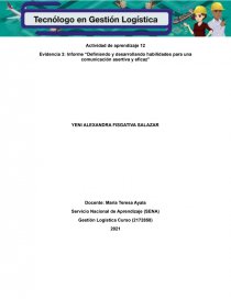 “Definiendo y desarrollando habilidades para una comunicación asertiva y eficaz”. Página 1