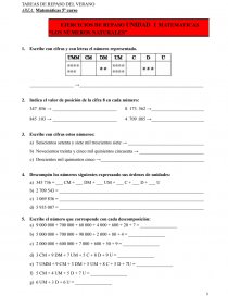 TAREAS DE REPASO DEL VERANO . AREA: Matemáticas 5º curso. Página 1