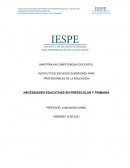 NECESIDADES EDUCATIVAS EN PREESCOLAR Y PRIMARIA