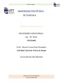 Analisis de decisiones. Actividad: Ejercicio Teoría de Juegos