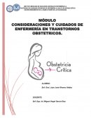Consideraciones y cuidados de enfermería en trastornos obstétricos